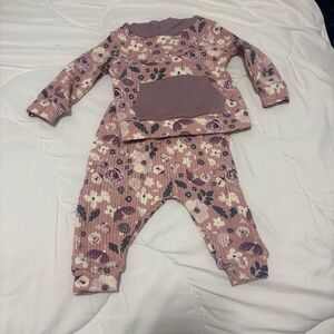 Chick Pea Purple Ribbed Floral Hoodie Pants Set‎ 3-6 months
